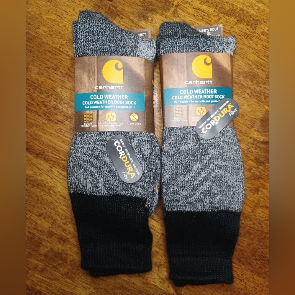 Carhartt Men's Gray and Black Cold Weather Boot Socks 2 Pairs
